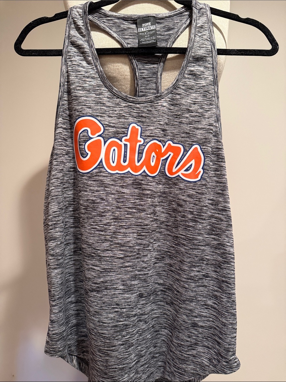 PINK Victoria's Secret Gray Marled Racerback Tank with Orange 'Gators' Script